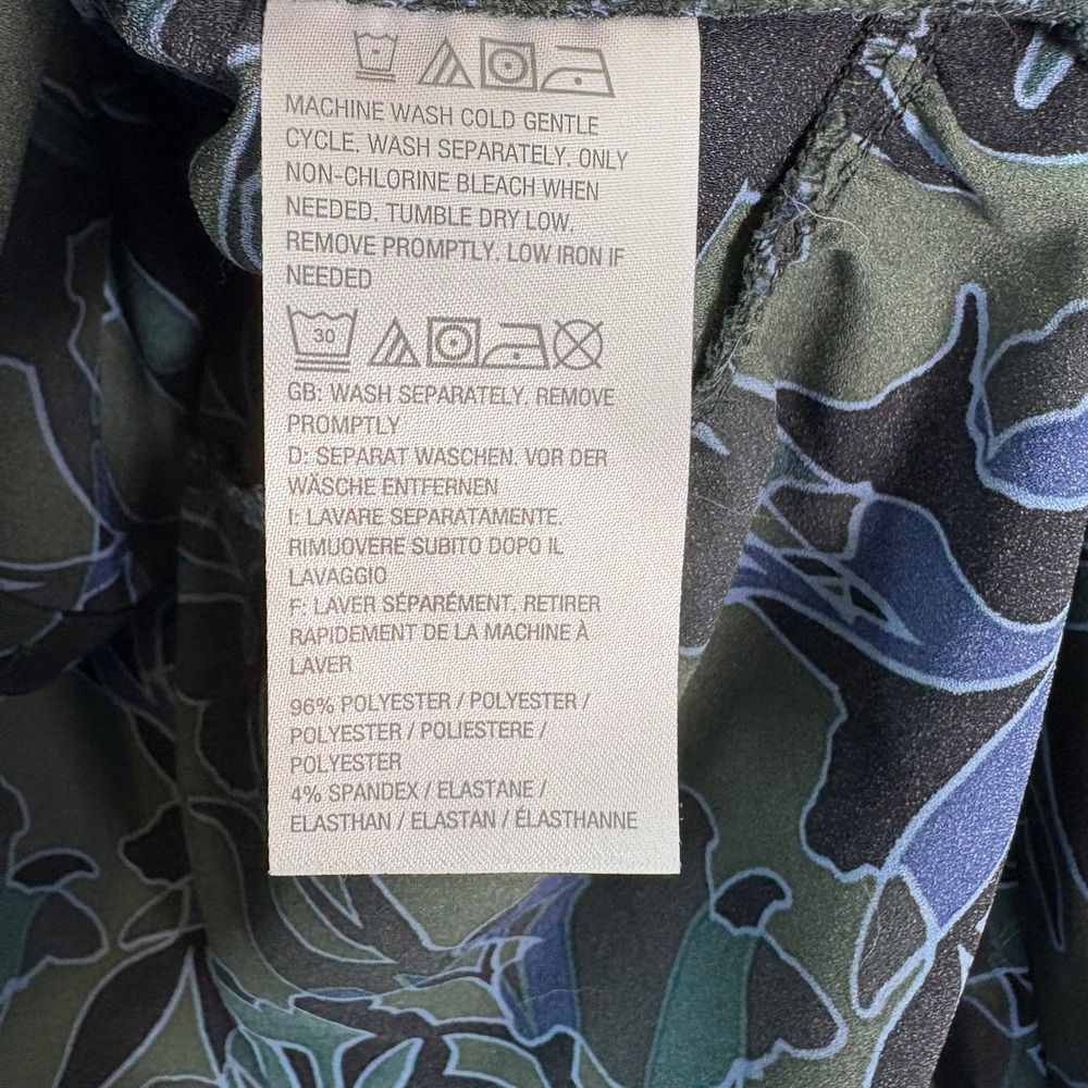 LOGO by Lori Goldstein Green Floral Print Tunic Shirt Women's XL Ruffle Hem Boho - Picture 7 of 7